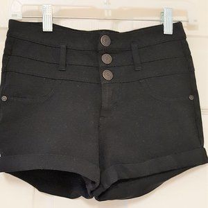 CELEBRITY PINK BLACK HIGH WAISTED CUFFED SHORTS